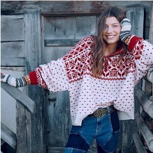 BNWT!  Free People "Freya" Cashmere Fair Isle Knit Sweater SOLD OUT Large L